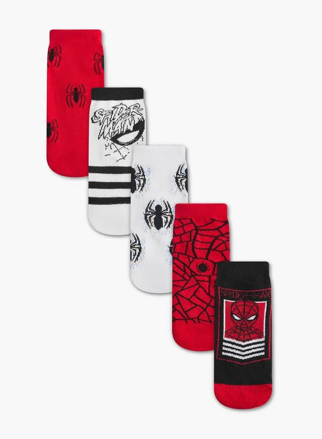 مارفل Pack Of 5 Boys Socks Ankle Length Spider-Man Print